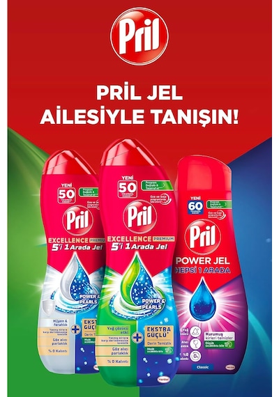 Pril Excellence Duo Jel Bulaşık Makinesi Deterjanı 900ml 50 Yıkama Yağ Çözücü