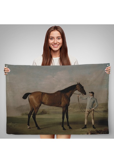 George Stubbs'un Uzun Bacaklı At Ve Jokeyi Duvar Örtüsü - Molly Long-legs With Her Jockey-7012