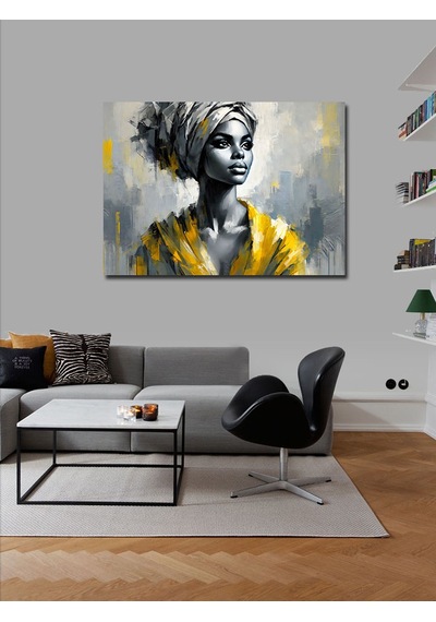 Kanvas Tablo Altın Işıklı Afrikalı Kadın