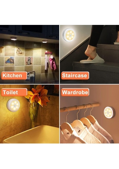 Hareket Sensörlü Şarjlı Led Lamba - Banyo Mutfak Otomatik Lamba 2 Beyaz