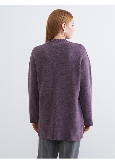Lcw Modest Mor Yarım Balıkçı Yaka Oversize Kadın Triko Tunik Xl-2xl