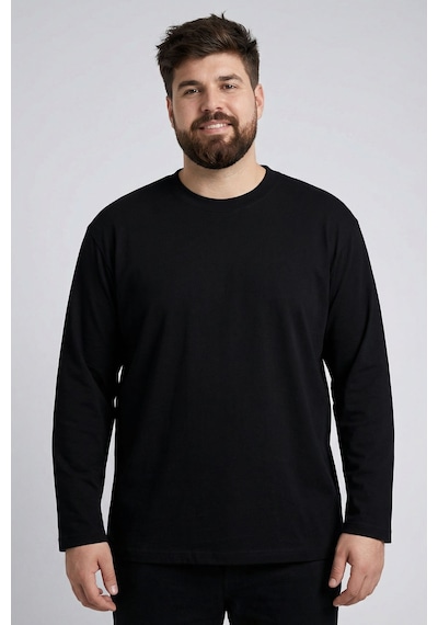 Basic O Yaka Büyük Beden 3lü Paket Siyah Erkek T-shirt - 88107 Siyah