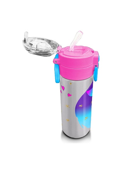Coral High Kids Pembe Mavi Peri Desenli Pipetli Ve Direkt İçim Çelik Termos 500 Ml 31803 Pembe - Koyupembe