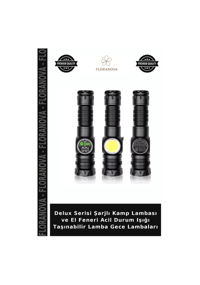 Delux Serisi Şarjlı Kamp Lambası Ve El Feneri Acil Durum Işığı Taşınabilir Lamba Gece Lambaları Çok Renkli