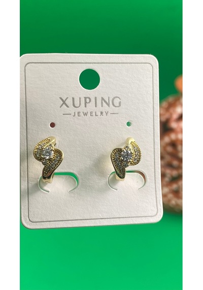 Xuping Altın Renginde Tek Taşlı Şık Kadın Çelik Küpe Gold