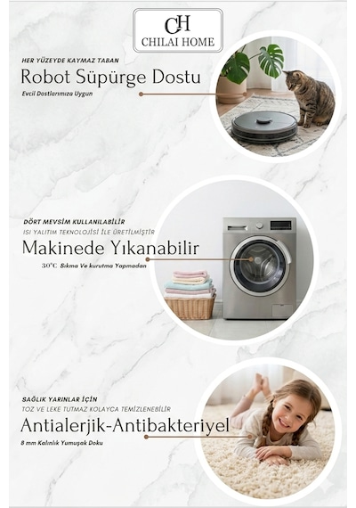 Chiliai Home 40x70 cm Dijital Kaymaz Yıkanabilir Banyo Paspası, Agos