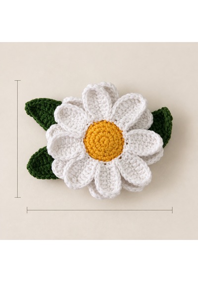 Fugo El Örgüsü Papatya Toka 8,5 Cm Beyaz Çiçekli, Sarı Merkezli Ve Yeşil Yapraklı El Yapımı Saç Aksesuarı Beyaz Çiçek Fugo El Örgüsü Papatya Toka 8,5 Cm Beyaz Çiçekli, Sarı Merkezli Ve Yeşil Yapraklı El Yapımı Saç Aksesuarı Beyaz Çiçek