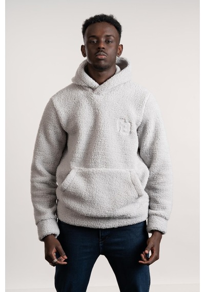 Fbı Kapşonlu Kanguru Cepli Slimfit Peluş Sweatshirt Gri