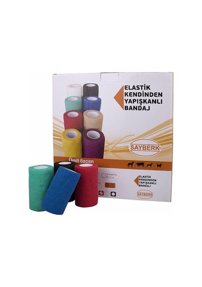 Elastik Bandaj Yapışkanlı Mavi Renkli 30 Adet Çok Renkli