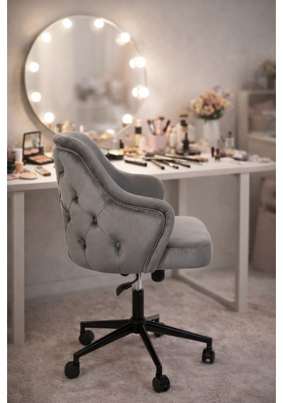 Dekoratif Çalışma Sandalyesi Makyaj Masası, Butik Ve Kamera Önü Kullanım Gri Dekoratif Çalışma Sandalyesi Makyaj Masası, Butik Ve Kamera Önü Kullanım Gri