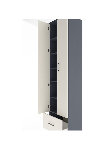 Hyperion Dolap 6 Raflı Tek Çekmeceli 2 Kapaklı 60x44x243 Antrasit-aytaşı Antrasit