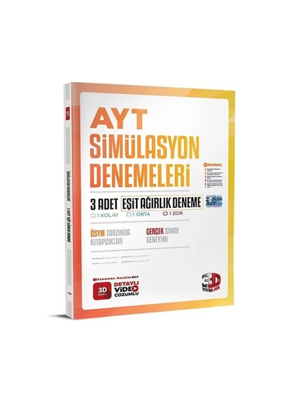 3d - Müfredat Ayt Eşit Ağırlık 3 Lü Deneme Kolay-orta-zor