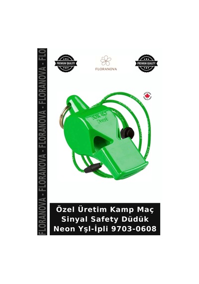 Özel Üretim Kamp Maç Sinyal Safety Düdük Neon Yşl-ipli 9703-0608