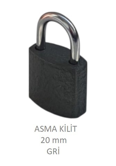 Adilon Asma Kilit, 20 Mm Gri