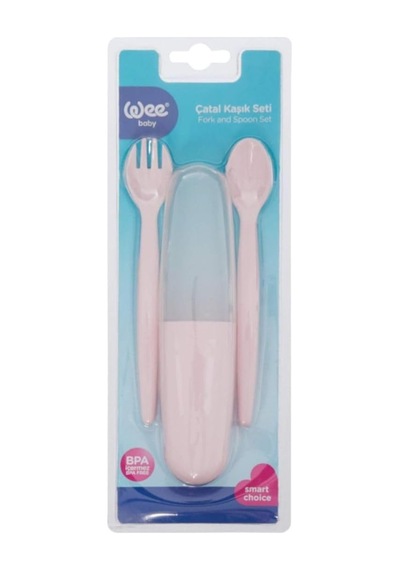 Beslenme Seti, 3'lü Saklama Kabı, Çatal Kaşık Seti, Pembe Çok Renkli