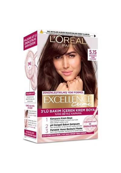 4 Adet Excellence Creme Saç Boyası - 5.15 Efsanevi Türk Kahvesi 192 Ml