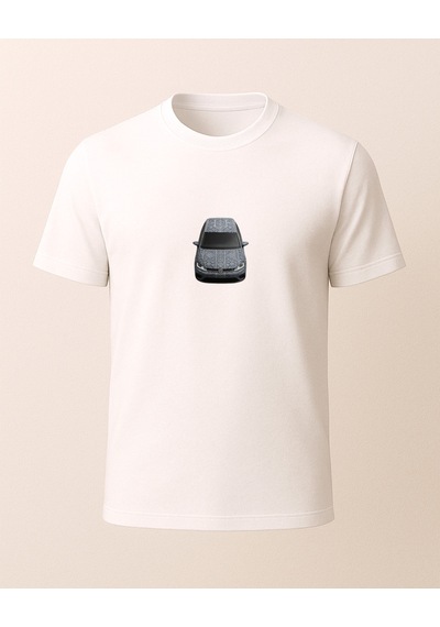 Etnik Golf Baskılı T-shirt Beyaz