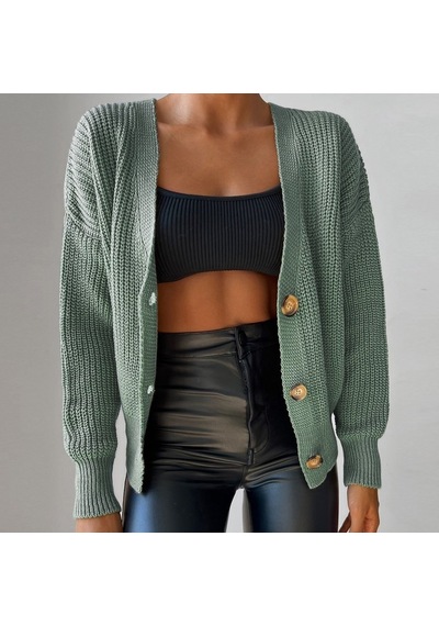 Modi Kadın Uzun Kollu Düğme Detay Triko Bluz Açık Nane Yeşili-ss18