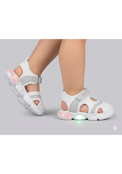 Vicco Soft Işıklı Phlon Hafif Rahat Taban Çocuk Sandalet Beyaz