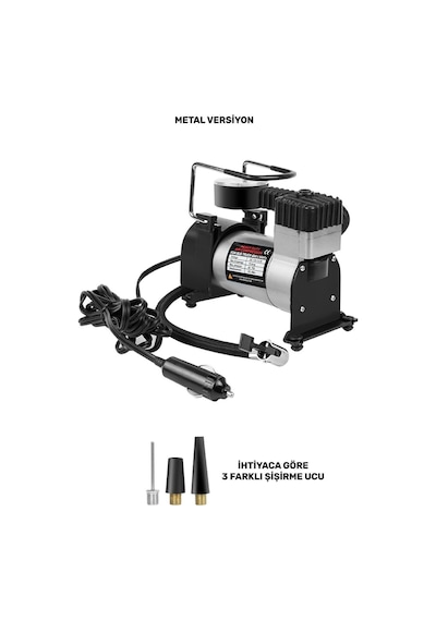 Araba Oto Araç Lastik Şişirme Pompası Metal Motorlu Kompresör 150 Psi Çakmaklık Girişli Kompresör