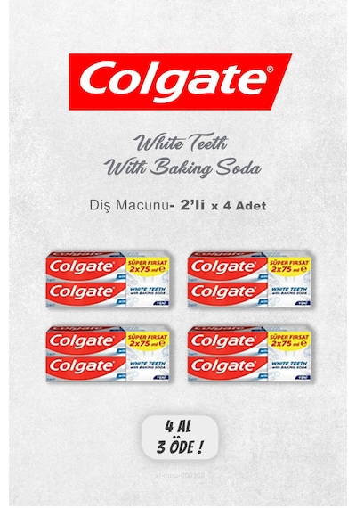 Colgate White Teeth With Baking Soda Diş Macunu 8 x 75 ML