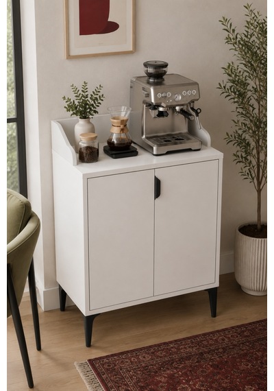 Goodnight Home Armon Mini 2 Kapaklı Kahve Köşesi Stüdyo Mutfak 64x91x44 Cm Antrasit Modern Tasarım Beyaz - 914333029 Beyaz