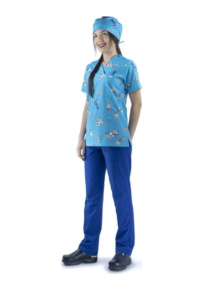 Zarf Yaka Desenli Üst - 3703 Turkuaz Sağlıkçı-6088