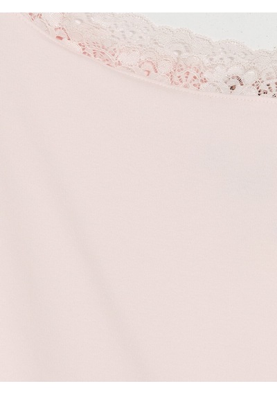 Lcw Everyday Pembe Kayık Yaka Dantel Detaylı Bluz