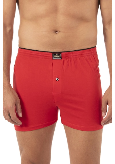 Özkan Underwear Özkan 0041 3'lü Paket Erkek %100 Pamuklu Şardonlu Klasik Rahat Kesim Havlu Bel Süprem Penye Boxer Kırmızı