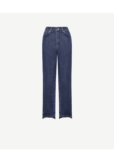 Yargıcı Paça Yırtmaç Detaylı Normal Bel Dar Boru Paça Denim Pantolon 25ykpn3023x 515 Mavi