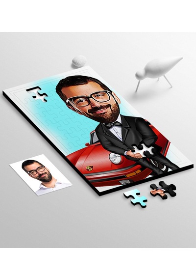 Kişiye Özel Bay Patron Karikatür 104 Parça Ahşap Puzzle - 1
