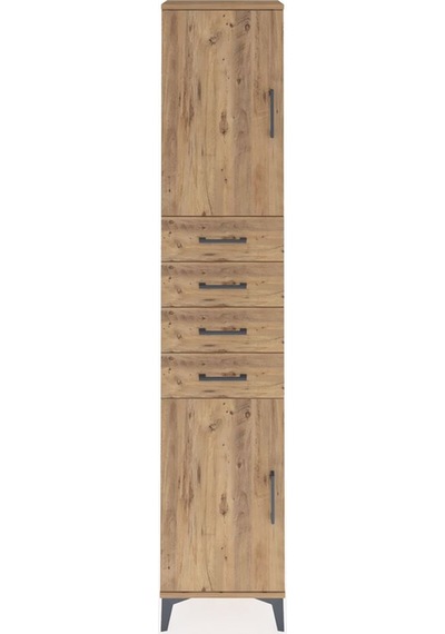 Arges Dolap 3 Raflı 4 Çekmeceli 2 Kapaklı 44x30x221 Çam-çam Çam