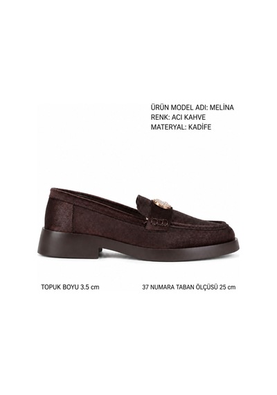 Stato Melina Metal Aksesuarlı Kadın Loafer Acı Kahve Kadife Acı Kahverengi