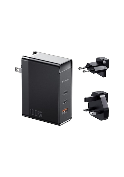 Lexroo Gan 100w 3-port Fast Charger, Siyah Standart