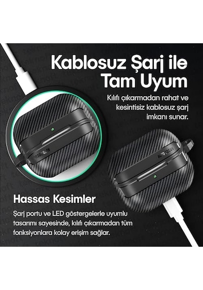 Samsung Galaxy Buds 3 Pro, Buds 3 Ve Buds 3 Fe İle Uyumlu Mat Karbon Fiber Dokulu Darbelere Dayanıklı Premium Silikon Çok Renkli