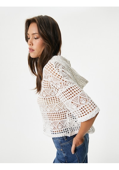 Koton Crop Ajurlu Sweatshirt Kapüşonlu Kısa Kollu Kırık Beyaz 4sak10453ek Ekru Koton Crop Ajurlu Sweatshirt Kapüşonlu Kısa Kollu Kırık Beyaz 4sak10453ek Ekru