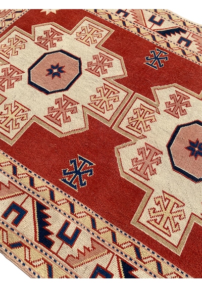 El Dokuma Eskitme Milas Halısı 130x190 Vintage Krem Yün Halı KREM
