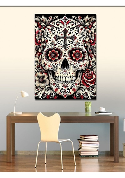 Kanvas Tablo Şeker Kafatası Motifi 70cmx100cm