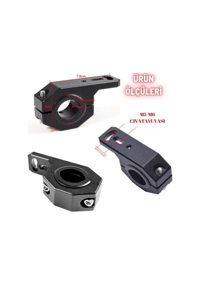 Motosiklet Gidon Koruma Demiri Sis Farı 2 Adet Montaj Ayağı Braket Alüminyum 18-32mm Ayarlanabilir