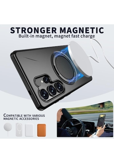 Mag-forge Samsung Galaxy S26 Ultra İçin Kılıf 360 Dönebilen Standlı Magsafe İle Uyumlu S26 Ultra Koruyucu Güçlü Manyetikli Pc+tpu Darbelere Dayanıklı Samsung S26 Ultra Kılıf Siyah