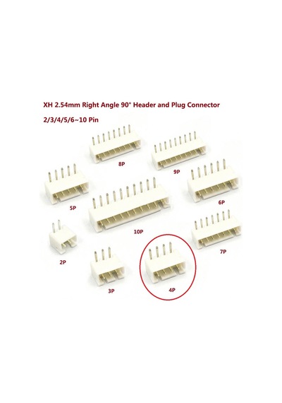 4 Pin Jst-xh 2.54 Tunik Konnektör Erkek Eğik 90