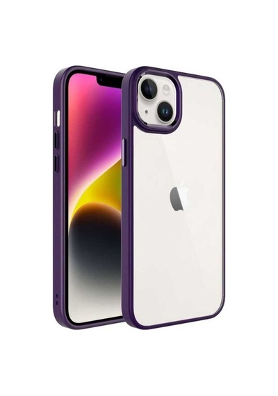 Apple Uyumlu iPhone 14 Kılıf Zore Krom Kapak Derin Mor