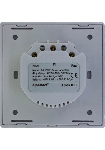 Alpsmart As-871Eu Dokunmatik Tekli Wi-Fi Akıllı Duvar Anahtarı