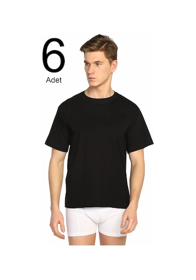Seher 6'lı Paket 0 Yaka Erkek Fanila Siyah