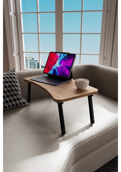Laptop Sehpası Seyyar Kahvaltı Masası Katlanır Çalışma Sehpası Atlantik Çam