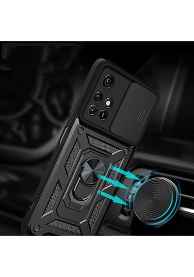 Apple Uyumlu iPhone 16 Pro Max Kılıf Kamera Koruma Sürgülü Şık Pars Tank Sert Silikon Kapak Siyah