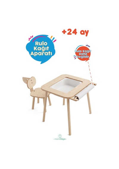 Mamatoyz Çocuk Çalışma Masası Ve Oyun Alanı Massa Ve Oturak Unitable Bej