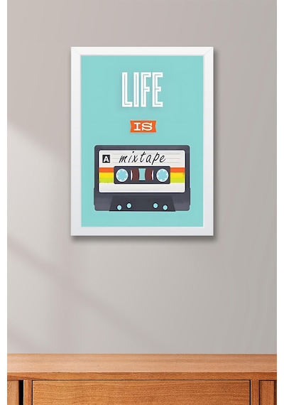 Life Is A Mixtape Kaset Çerçeveli Tablo - Pop Art Poster Tablo