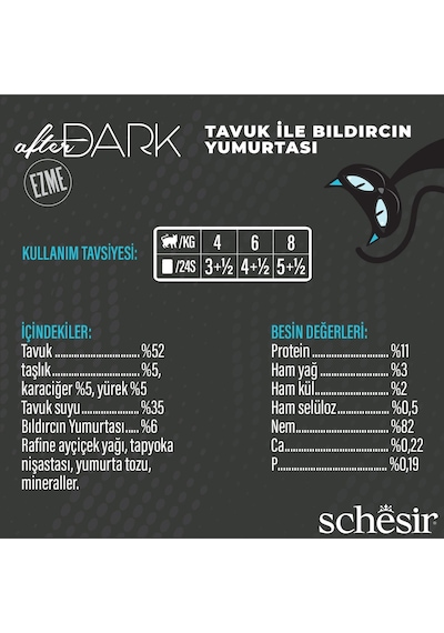 Schesir After Dark Pate Tavuk Etli Ve Bıldırcın Yumurtalı Tahılsız Yetişkin Kedi Konservesi 80 Gr