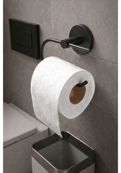 Buççin Online Mağaza Yapışkanlı Tuvalet Kağıtlığı Wc Kağıtlık Tuvalet Kağıdı Askısı Siyah Paslanmaz Çelik Siyah Çok Renkli